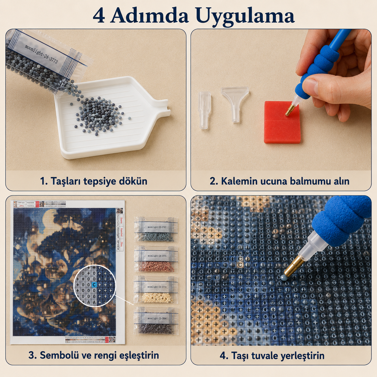 Ay Işığında Masal Köyü Elmas Boyama Tablo Kiti – 40×50 cm