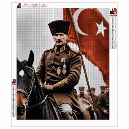 Atatürk ve Türk Bayrağı Elmas Boyama Tablo Kiti – 40×50 cm
