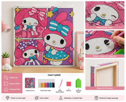 My Melody Elmas Boyama Seti 30x30 cm | Çitaya Gerili Kendin Yap Diamond Painting Hobi Kiti