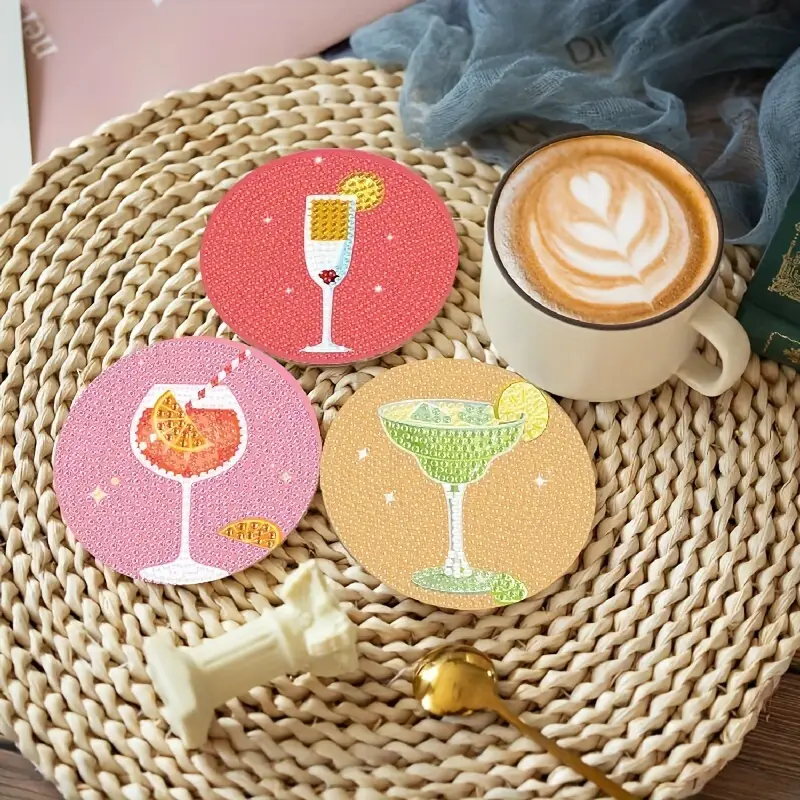 Bardak Temalı Elmas Boyama Seti Bardak Altlığı