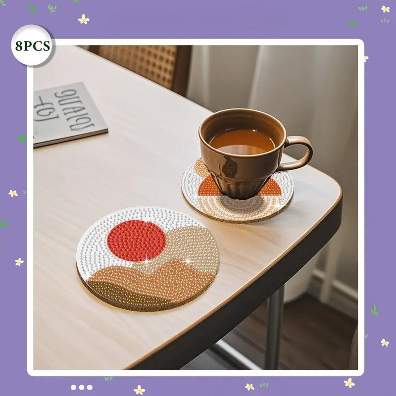 Sonbahar Temalı Elmas Boyama Bardak Altlığı Seti