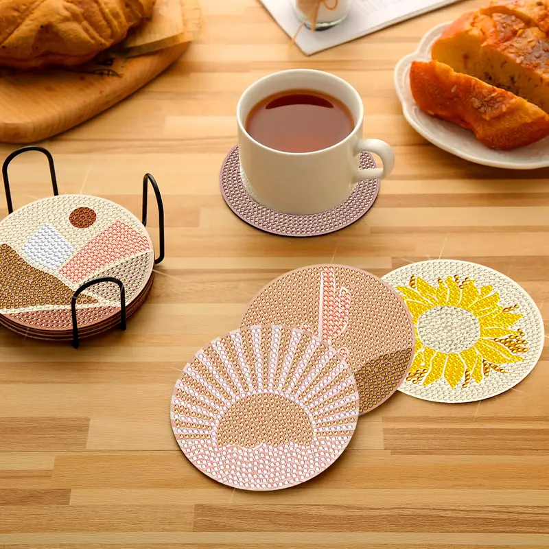 Geometrik & Doğa Temalı Elmas Boyama Bardak Altlığı Seti