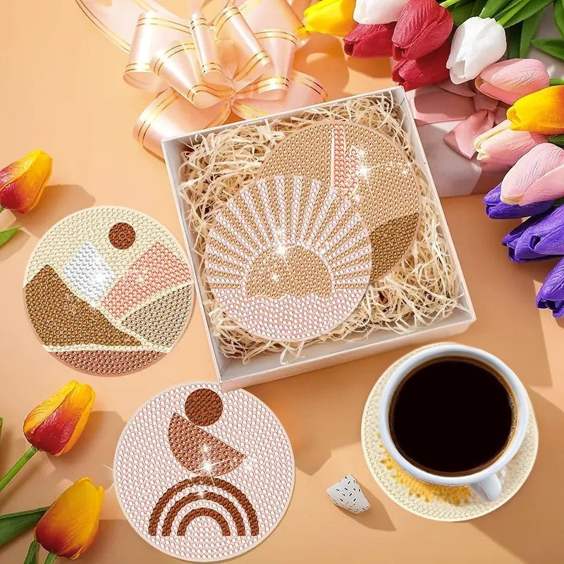 Geometrik & Doğa Temalı Elmas Boyama Bardak Altlığı Seti