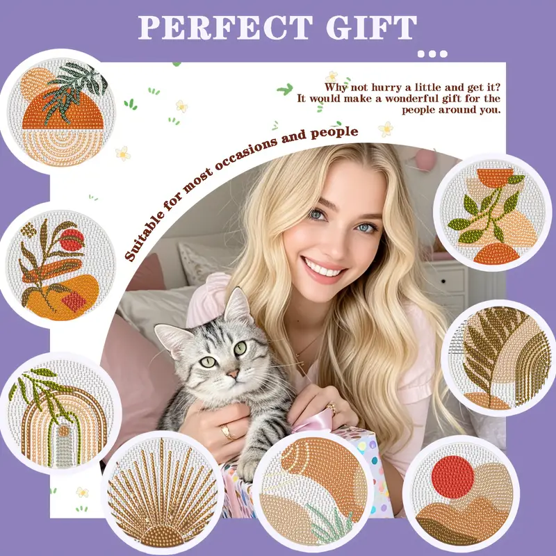 Sonbahar Temalı Elmas Boyama Bardak Altlığı Seti