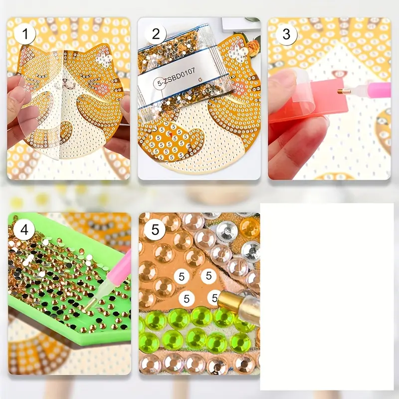 Kedi Temalı Elmas Boyama Bardak Altlığı Seti