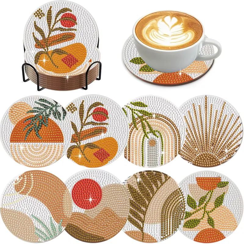 Sonbahar Temalı Elmas Boyama Bardak Altlığı Seti