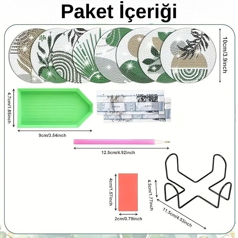 Bahar Temalı Elmas Boyama Bardak Altlığı Seti