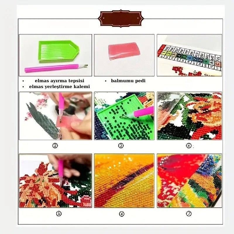 Bahar Temalı Elmas Boyama Bardak Altlığı Seti