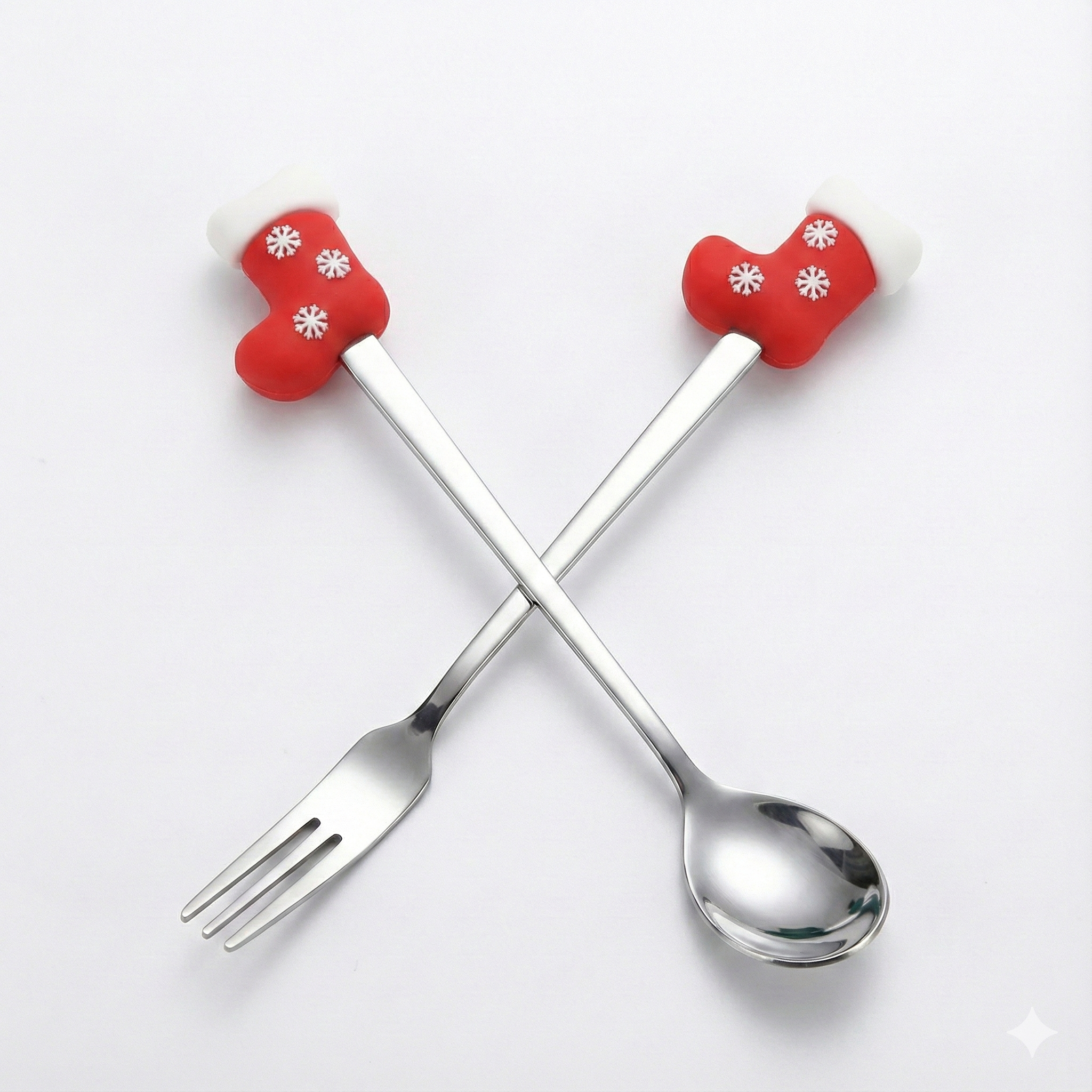 Noel Çorabı Figürlü Paslanmaz Çelik Fondü ve Sunum Seti