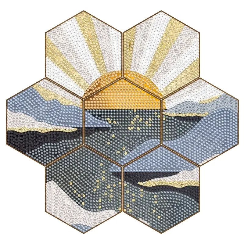 Gün Doğumu Temalı Elmas Boyama Bardak Altlığı Seti