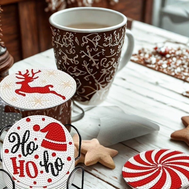 Mutlu Yıllar Temalı Elmas Boyama Bardak Altlığı Seti