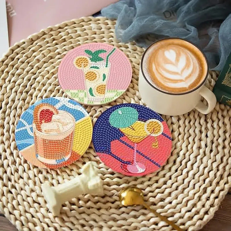 Yaz İçecekleri Temalı Elmas Boyama Bardak Altlığı Seti