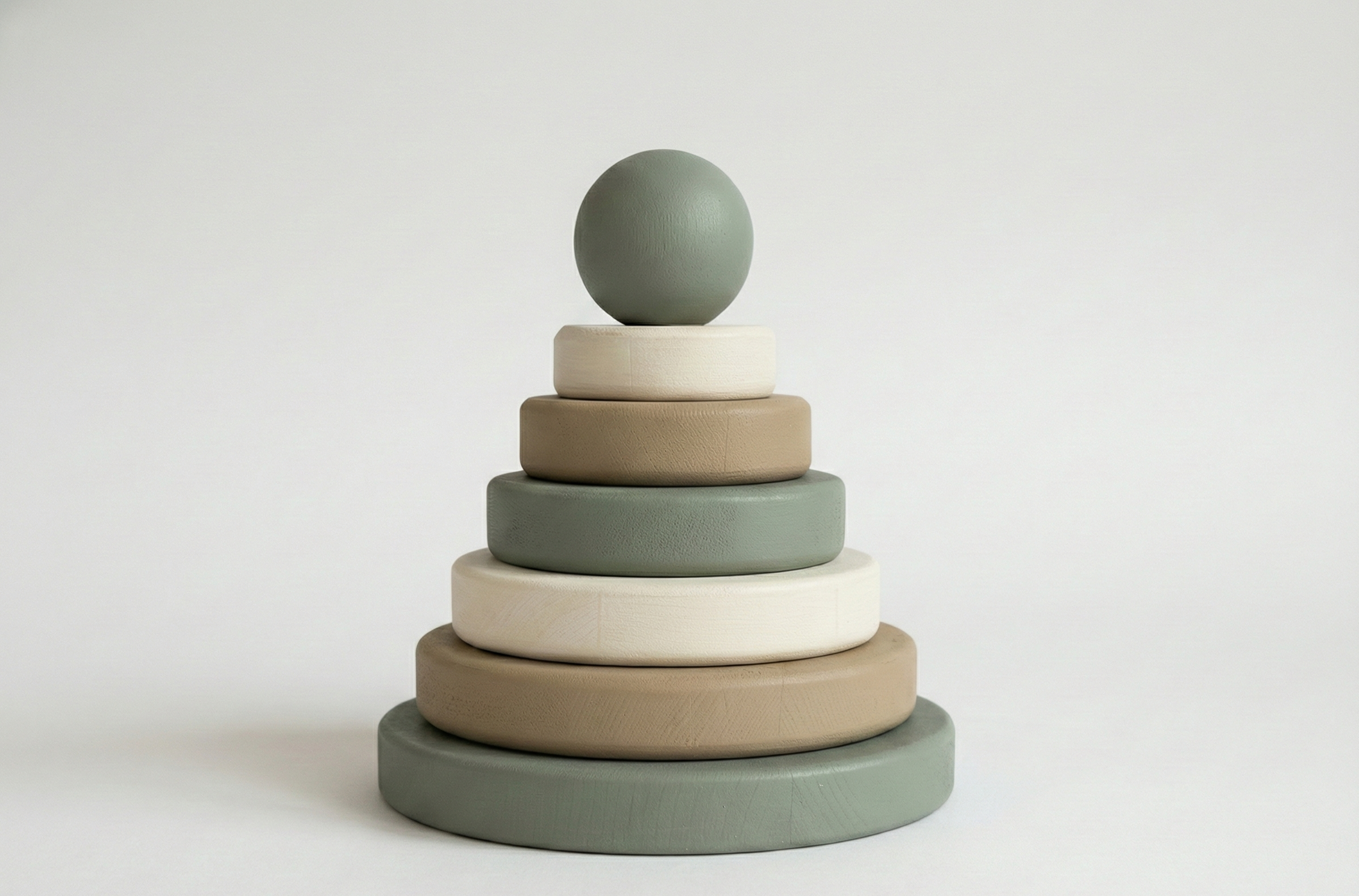 Zeytin Dalı Ahşap Montessori Halka Kule - Doğal Kayın Stacker Eğitici Dizme Oyunu