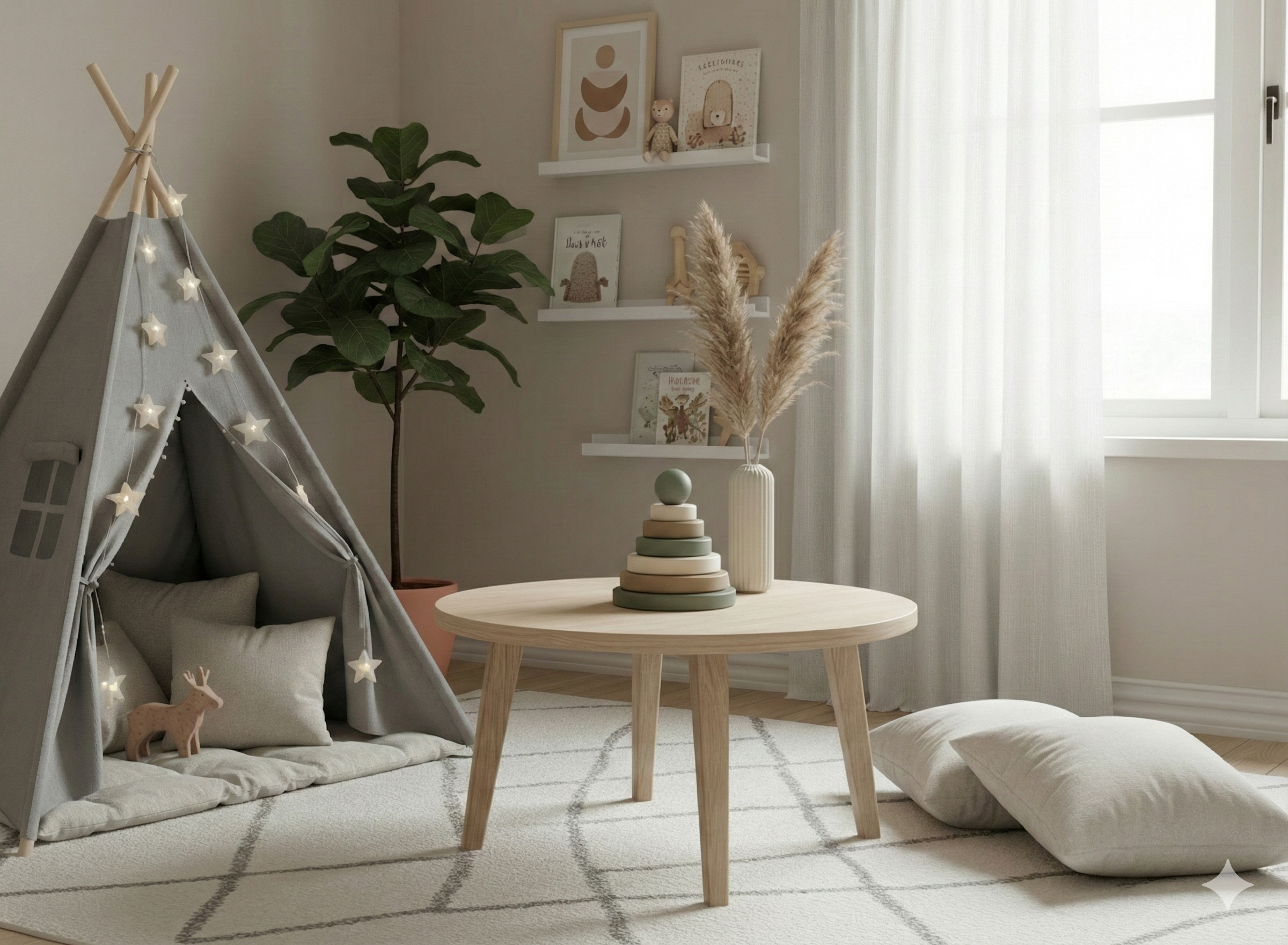 Zeytin Dalı Ahşap Montessori Halka Kule - Doğal Kayın Stacker Eğitici Dizme Oyunu