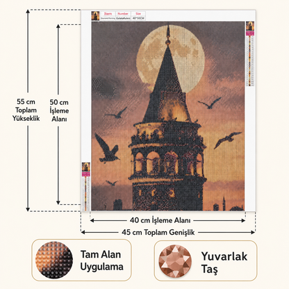 Galata Kulesi Elmas Boyama Tablo Kiti – 40×50 cm