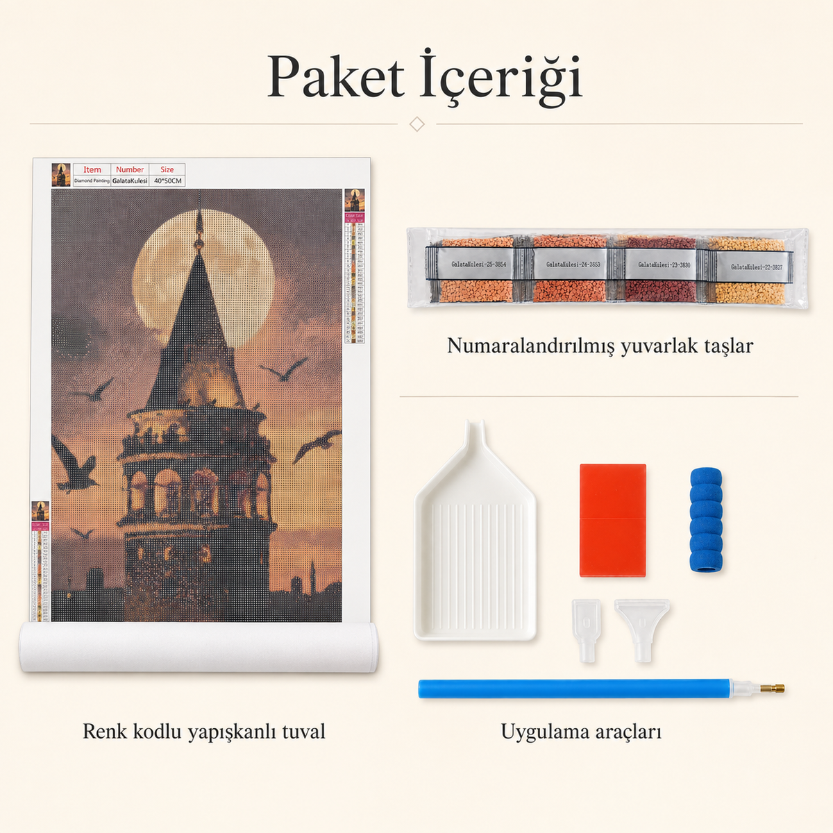 Galata Kulesi Elmas Boyama Tablo Kiti – 40×50 cm