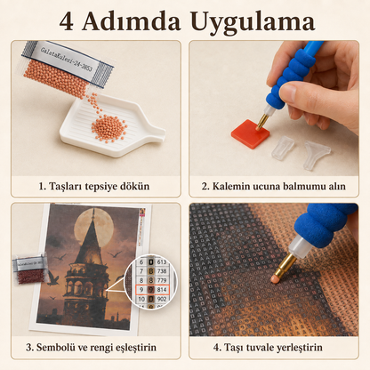 Galata Kulesi Elmas Boyama Tablo Kiti – 40×50 cm