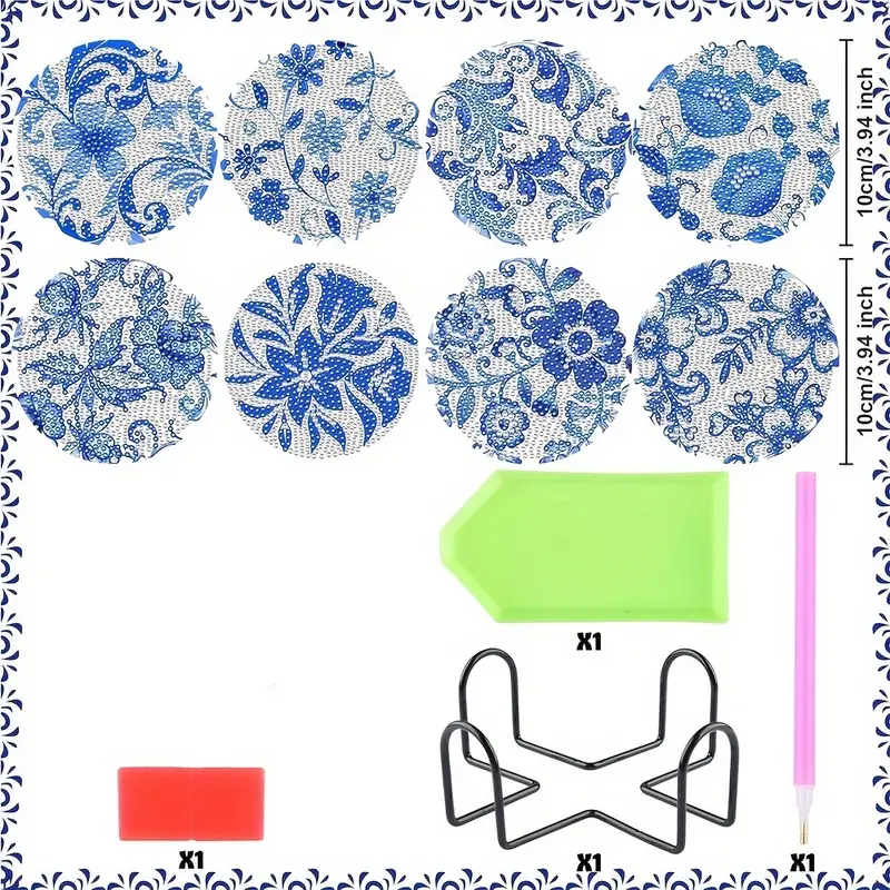 Bodrum Temalı Elmas Boyama Bardak Altlığı Seti