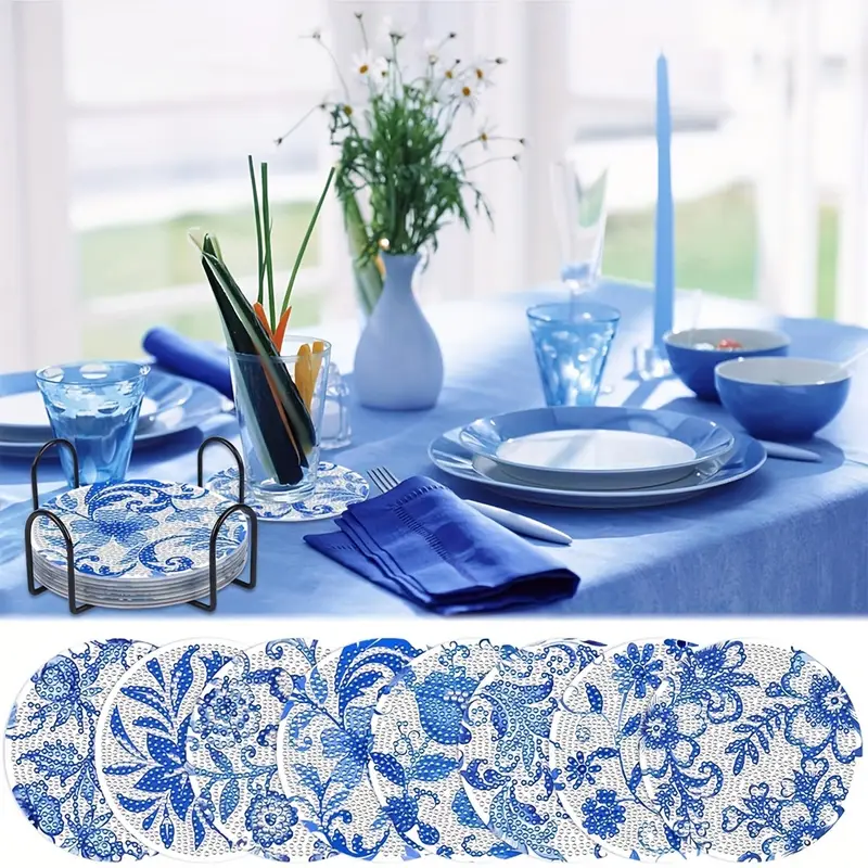 Bodrum Temalı Elmas Boyama Bardak Altlığı Seti