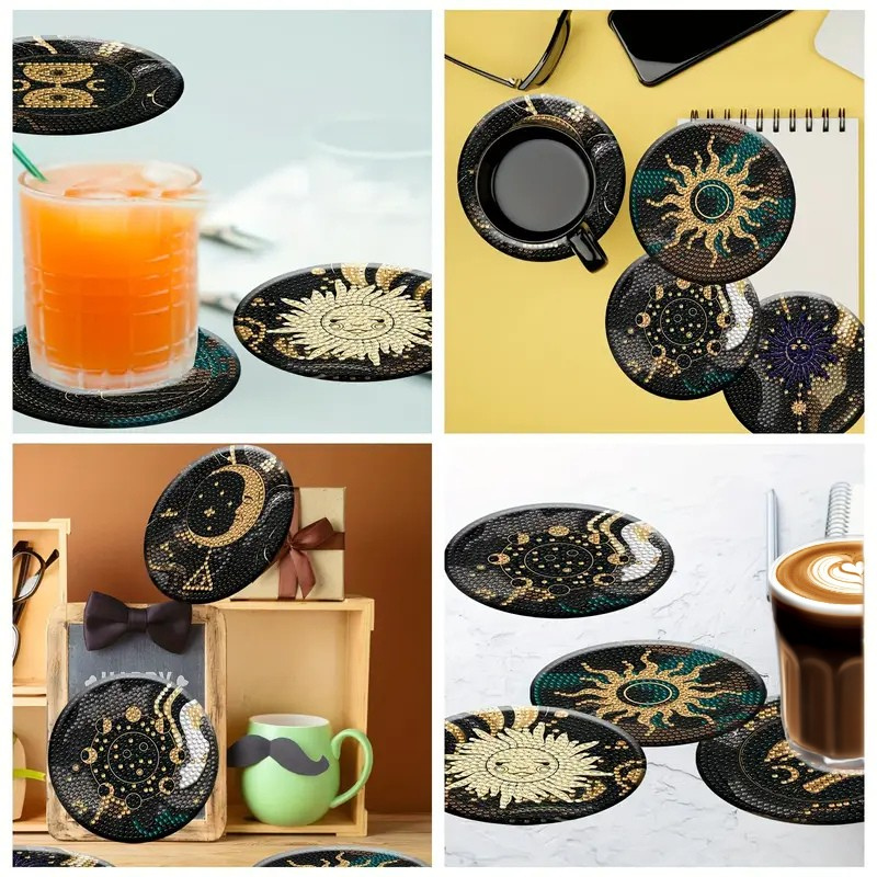 Güneş & Ay Temalı Elmas Boyama Bardak Altlığı