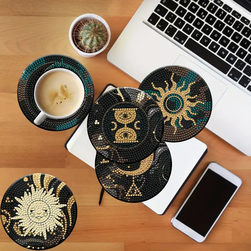Güneş & Ay Temalı Elmas Boyama Bardak Altlığı