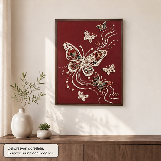 Zarif Kelebekler İnci Boyama Tablo Kiti – 35×45 cm