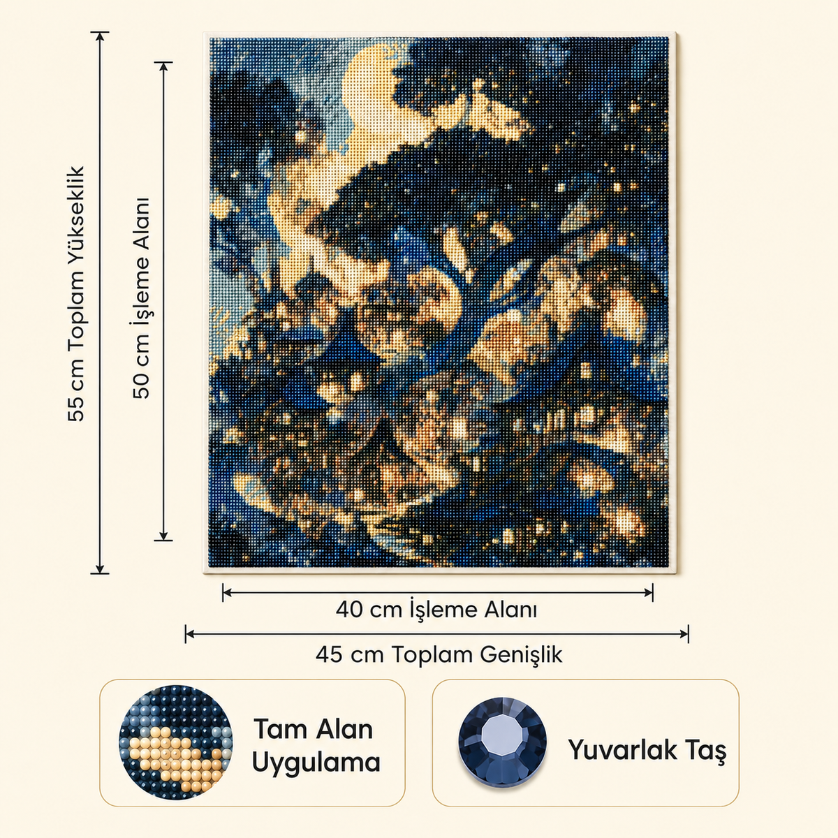 Ay Işığında Masal Köyü Elmas Boyama Tablo Kiti – 40×50 cm