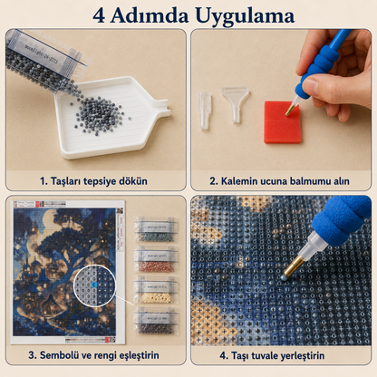 Ay Işığında Masal Köyü Elmas Boyama Tablo Kiti – 40×50 cm