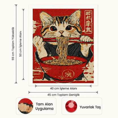 Neko Ramen Elmas Boyama Tablo Kiti – 40×50 cm