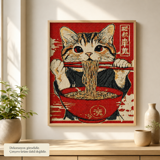 Neko Ramen Elmas Boyama Tablo Kiti – 40×50 cm