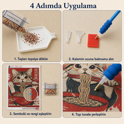 Neko Ramen Elmas Boyama Tablo Kiti – 40×50 cm