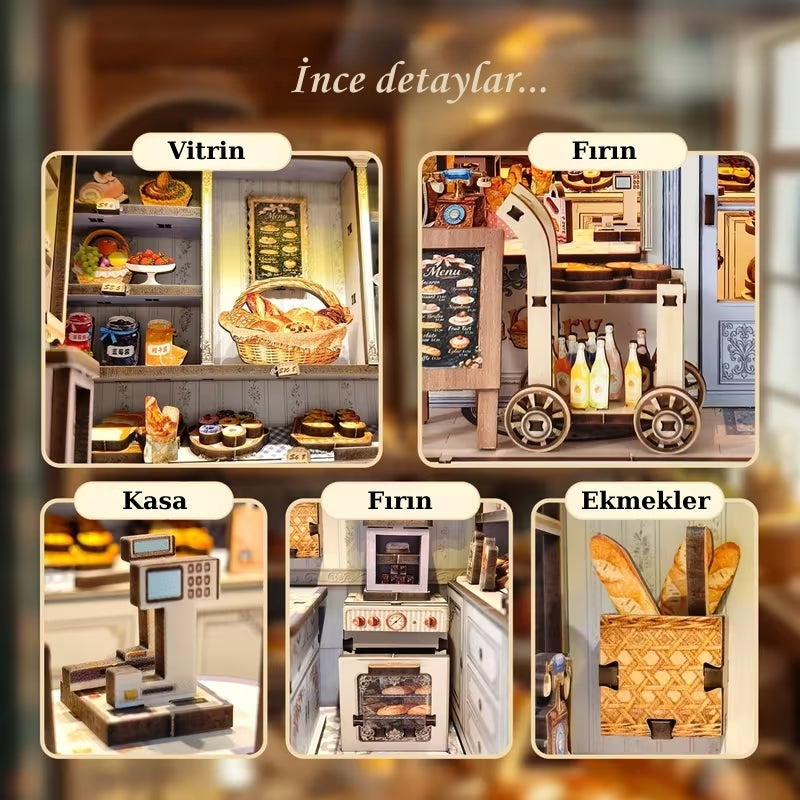 Bakery Book Nook – LED’li Dekoratif Minyatür Maket Kiti, Kendin Yap