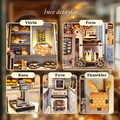 Bakery Book Nook – LED’li Dekoratif Minyatür Maket Kiti, Kendin Yap
