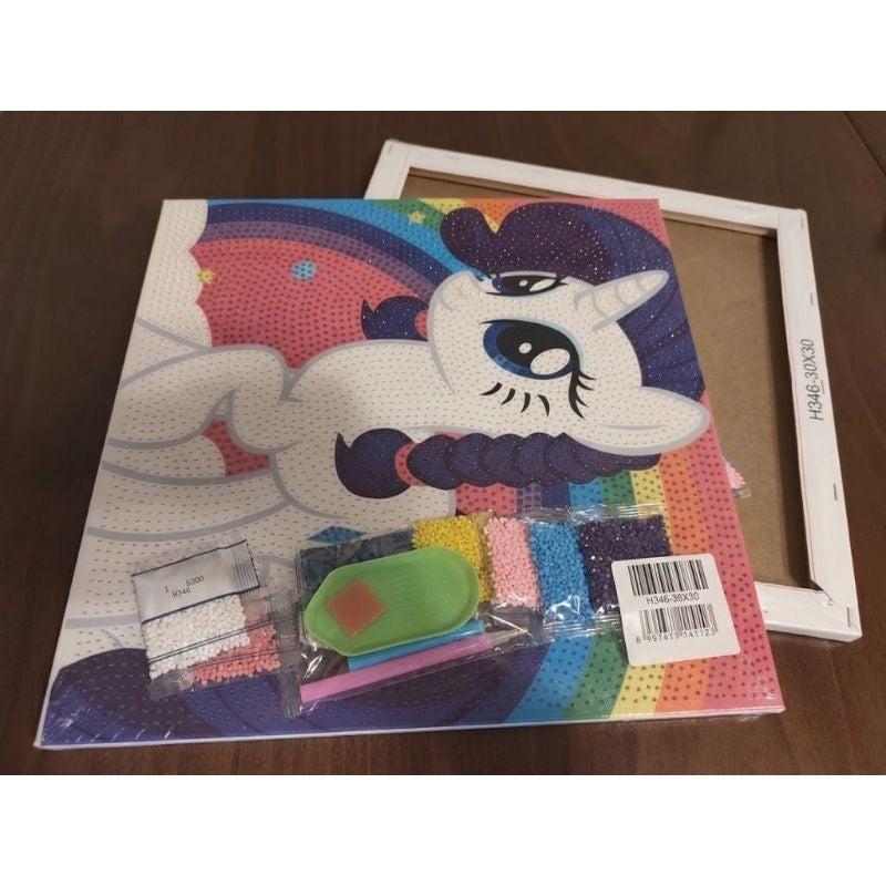 Sevimli Unicorn Elmas Boyama Tablo – 30x30 cm DIY Diamond Painting Seti