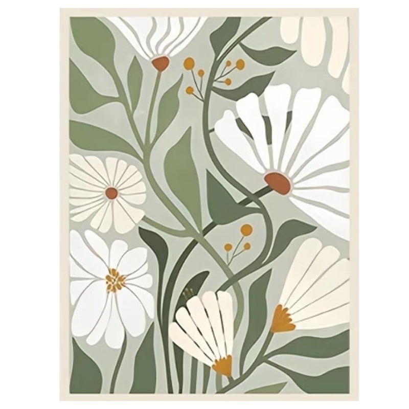 Minimal Papatya Bahçesi Elmas Boyama Tablo – 25x30 cm DIY Diamond Painting Seti