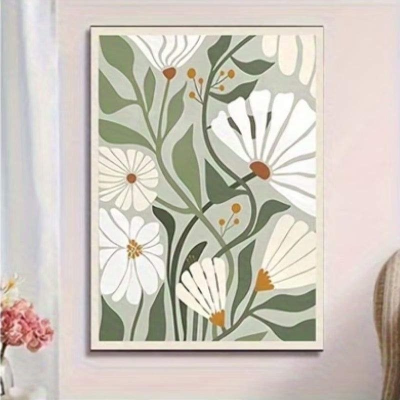 Minimal Papatya Bahçesi Elmas Boyama Tablo – 25x30 cm DIY Diamond Painting Seti