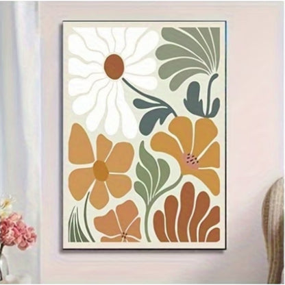 Retro Papatya Çiçek Deseni Elmas Boyama Tablo – 25x30 cm DIY Diamond Painting Seti