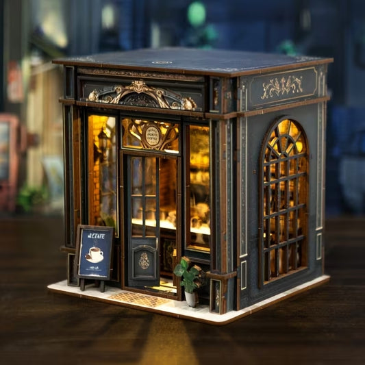 Coffee Shop Book Nook – LED’li Dekoratif Minyatür Maket Kiti, Kendin Yap