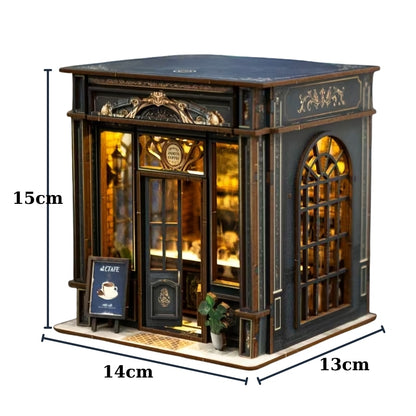 Coffee Shop Book Nook – LED’li Dekoratif Minyatür Maket Kiti, Kendin Yap