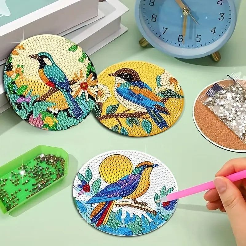 Kuş Temalı Elmas Boyama Bardak Altlığı Seti