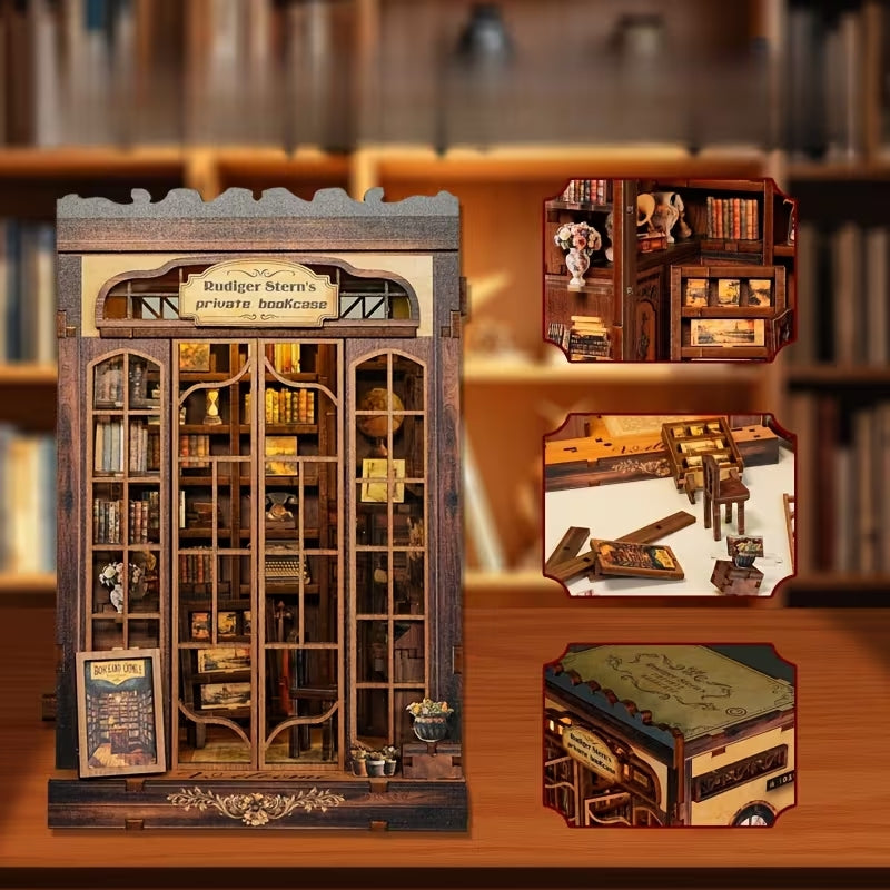 Twilight Library Book Nook – LED’li Dekoratif Minyatür Kütüphane Maket Kiti, Kendin Yap