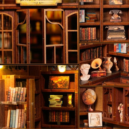 Twilight Library Book Nook – LED’li Dekoratif Minyatür Kütüphane Maket Kiti, Kendin Yap