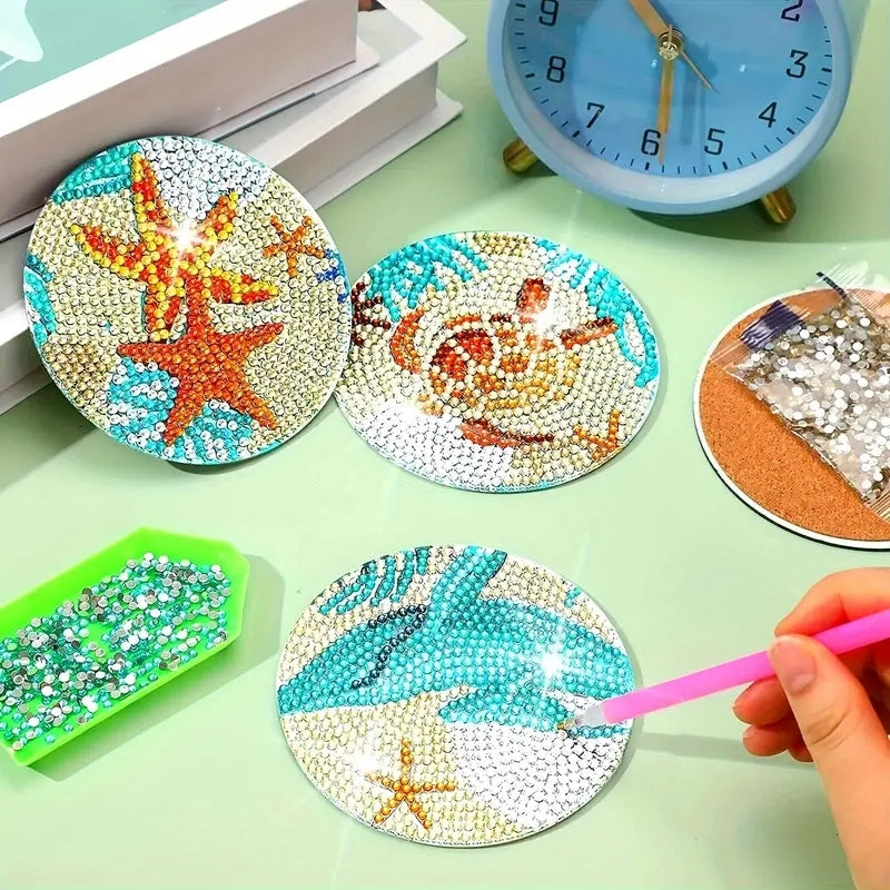 Okyanus Temalı Elmas Boyama Bardak Altlığı Seti